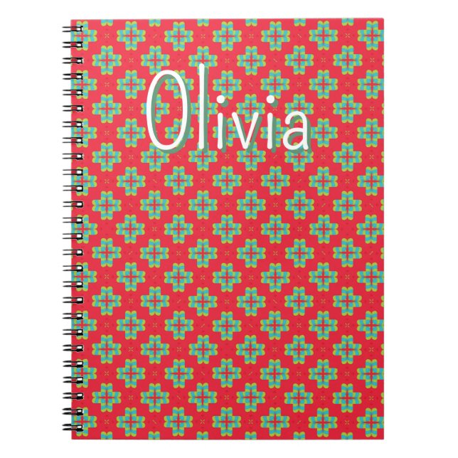 Christmas Holiday Charm Pattern - Personalised Notebook (Front)