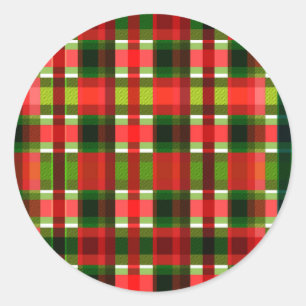 Christmas Holiday Chequered Squares Buffalo Plaid Classic Round Sticker