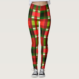 Christmas Holiday Chequered Squares Buffalo Plaid Leggings
