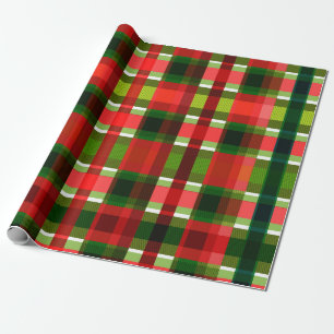 Christmas Holiday Chequered Squares Buffalo Plaid Wrapping Paper