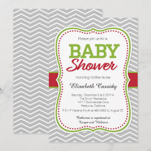 Christmas Holiday Chevron Baby Shower Invitation