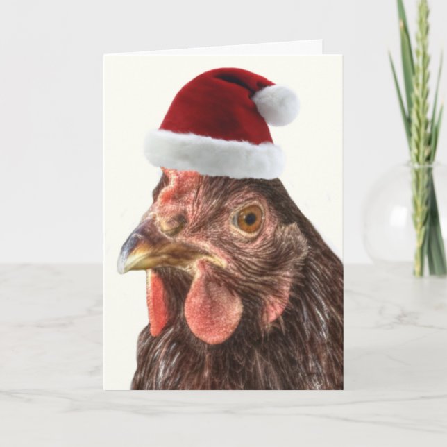 Christmas Holiday Chicken in Santa Hat (Front)