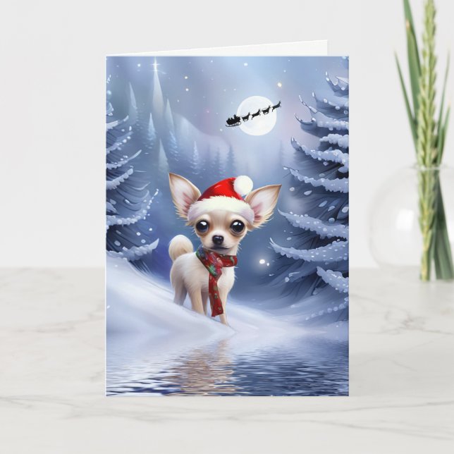 Christmas Holiday Chihuahua Puppy Dog Card (Front)