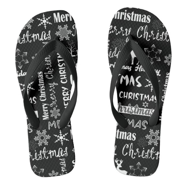 Christmas holiday, Christmas pattern  Flip Flops (Footbed)