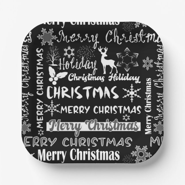 Christmas holiday, Christmas pattern  Paper Plate (Front)