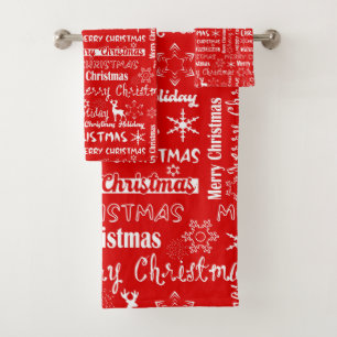 Christmas holiday, Christmas pattern, winter  Bath Towel Set