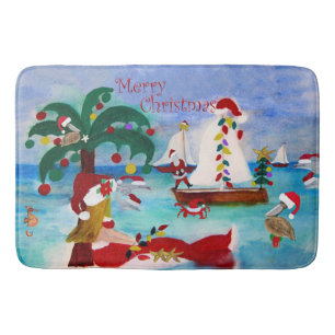 Christmas Holiday coastal Bath Mat