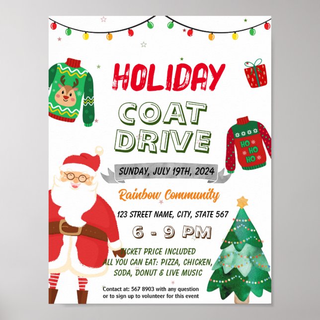Christmas holiday coat drive event template poster (Front)
