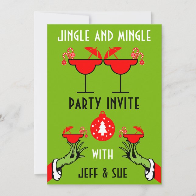 christmas holiday cocktail drinks party invite (Front)
