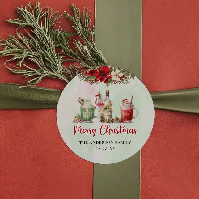 Christmas Holiday Cocktail Party Classic Round Sticker (Creator Uploaded)