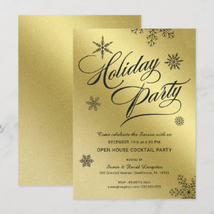 Christmas Holiday Cocktail Party Faux Gold Foil Invitation