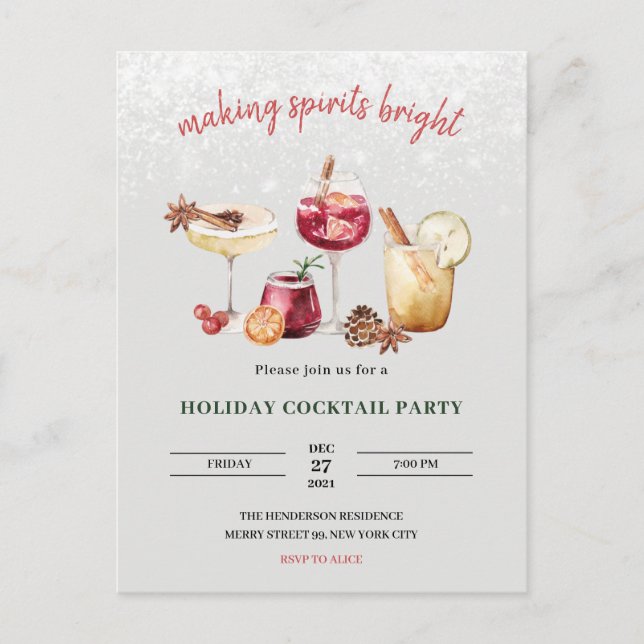 Christmas Holiday Cocktail Party Invitation (Front)