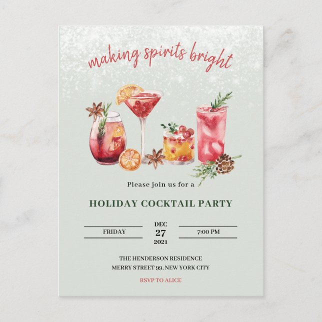 Christmas Holiday Cocktail Party Invitation (Front)