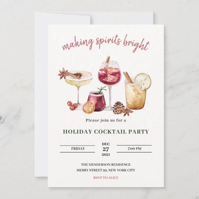Christmas Holiday Cocktail Party Invitation (Front)