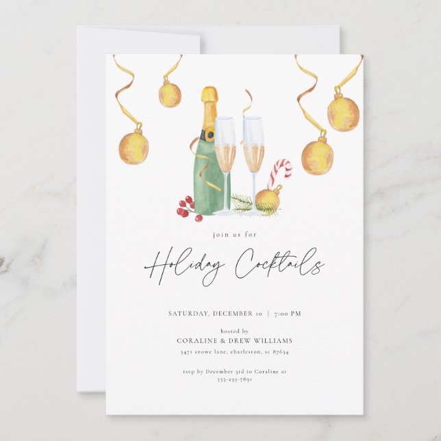 Christmas Holiday Cocktail Party Invitation Adults (Front)