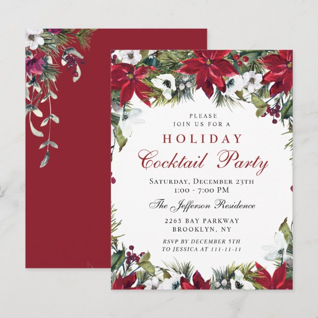 Christmas Holiday Cocktail  Party Invitation Card (Front/Back)