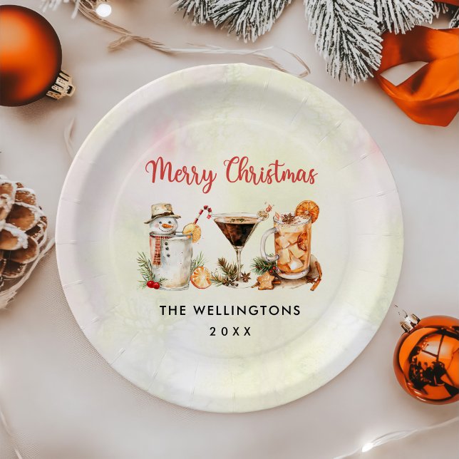 Christmas Holiday Cocktail Party Paper Plate (Creator Uploaded)