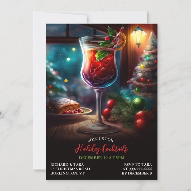 Christmas Holiday Cocktails Party Invitation (Front)