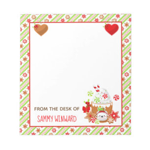 Christmas Holiday Cocoa and Cookies Green Notepad