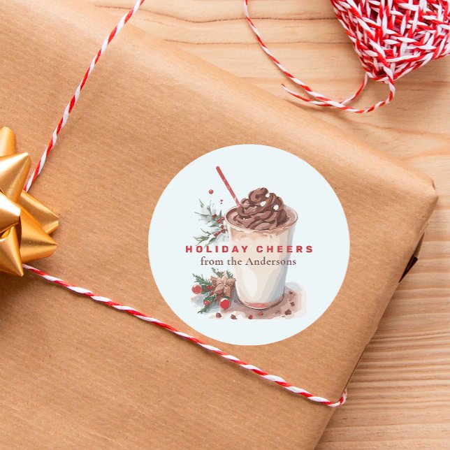 Christmas Holiday Coffee Mingle Party  Classic Round Sticker (Creator Uploaded)