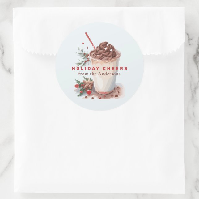 Christmas Holiday Coffee Mingle Party  Classic Round Sticker (Bag)