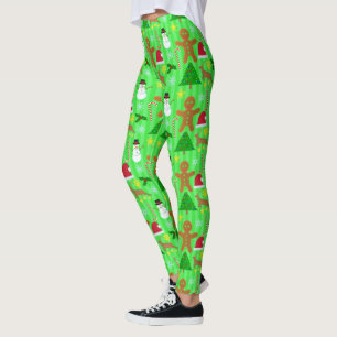 Christmas Holiday Collage Ugly Sweater Pattern Leggings