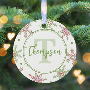 Christmas Holiday Colourful Snowflake Cute Monogra Ceramic Tree Decoration