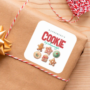 Christmas Holiday Cookie Exchange Party Square Sticker