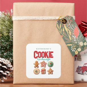 Christmas Holiday Cookie Exchange Party Square Sticker