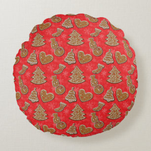 Christmas Holiday Cookie Round Cushion