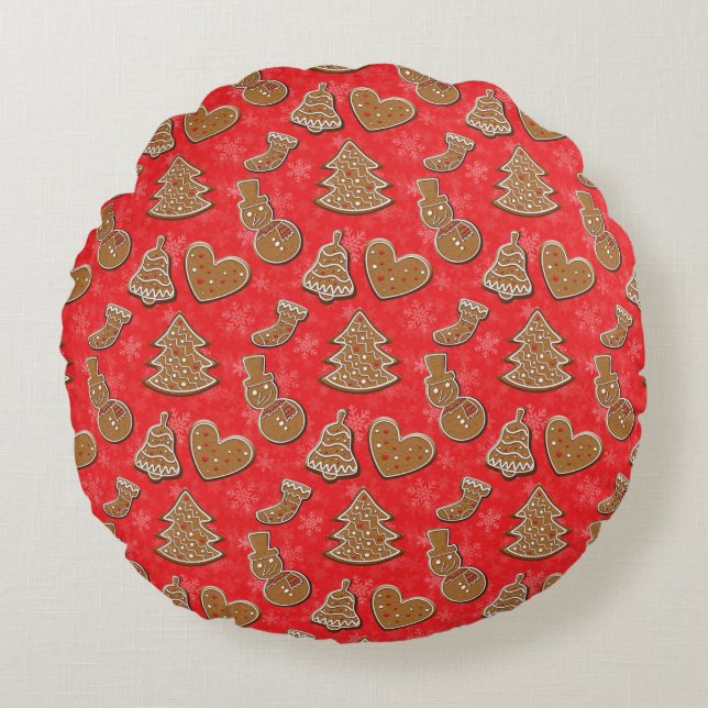 Christmas Holiday Cookie Round Cushion (Front)