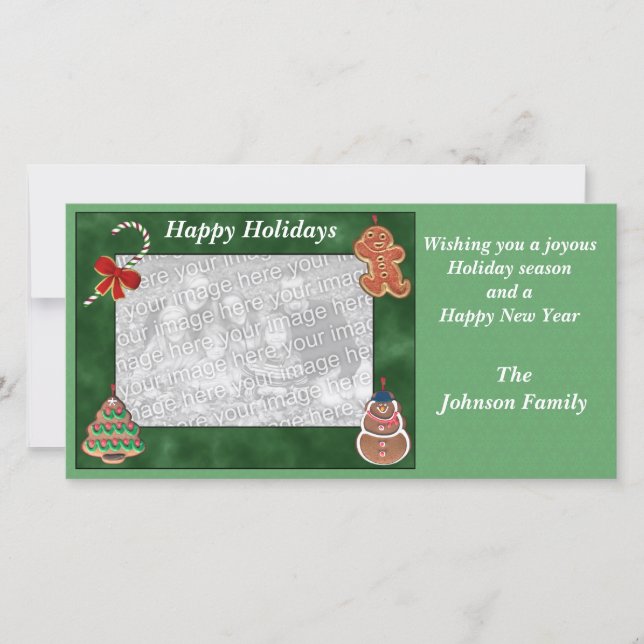 Christmas Holiday Cookies Candy Cane Photo Card (Front)