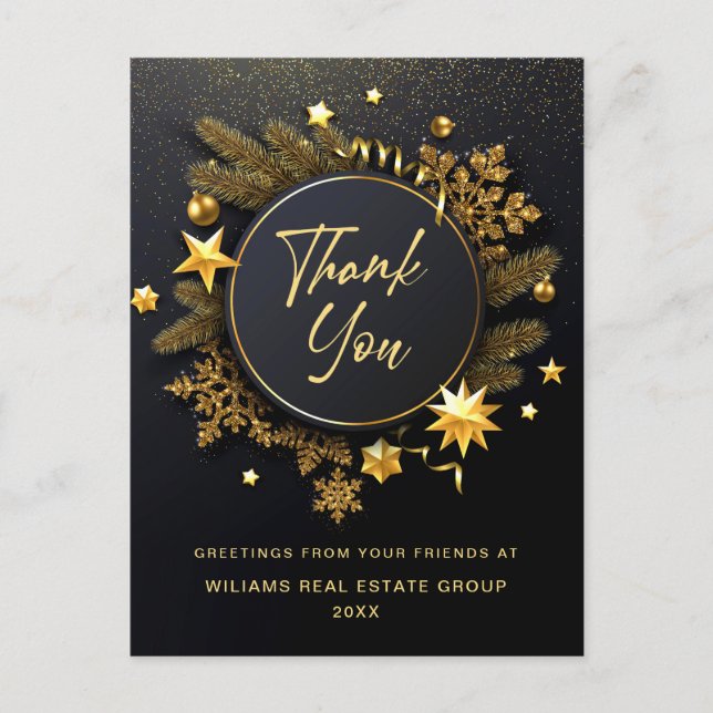 Christmas Holiday Corporate Thank You Postcard (Front)