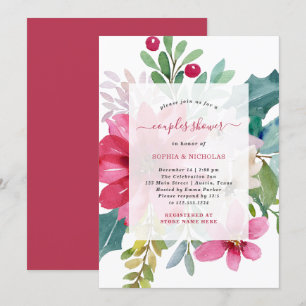 Christmas Holiday Couples Shower Bright Floral Invitation