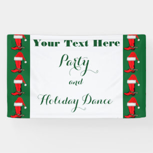 Christmas Holiday Cowboy Boots And Santa Hat Banner