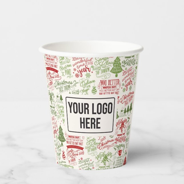 Christmas Holiday Custom Business Logo Paper Paper Cups (Front)