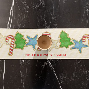 Christmas Holiday Cute Colourful Cookie Cutouts Short Table Runner