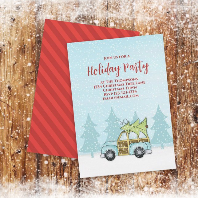 Christmas Holiday Cute Fun Winter Whimsical Car Invitation (Creator Uploaded)
