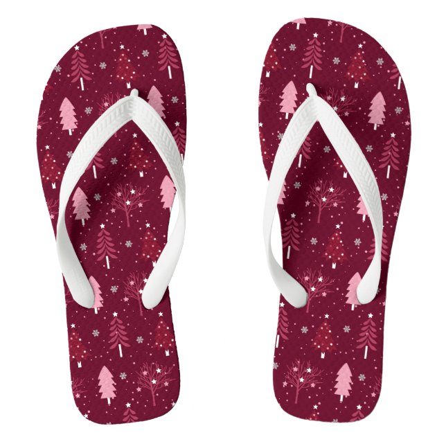 Christmas Holiday Cute Girly Winter  Flip Flops (Footbed)