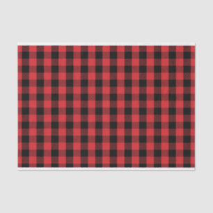 Christmas Holiday Cute Red Black Buffalo Check Tissue Paper