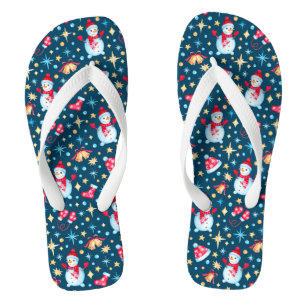 Christmas Holiday Cute Winter Snowman Flip Flops