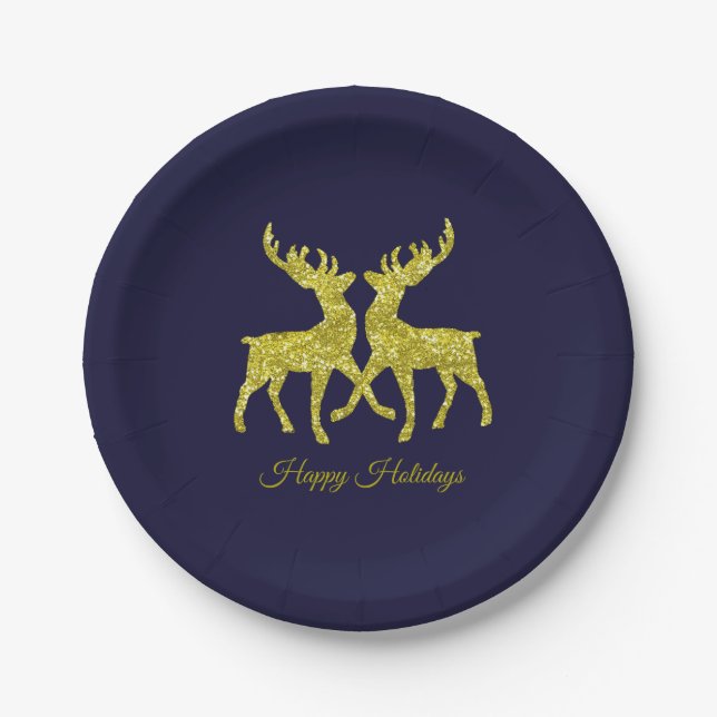 Christmas Holiday Deer Paper Plate (Front)