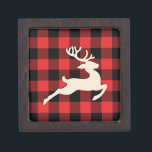 Christmas Holiday Deer Red Black Gingham Gift Box<br><div class="desc">Rustic Christmas holiday ivory deer with antlers paper magnetic gift box with a modern black and red gingham pattern background. Great Christmas farmhouse holiday home decor gift. Exclusively designed for you by Happy Dolphin Studio. If you need any help or matching products,  please contact us a happydolphinstudio@outlook.com.</div>