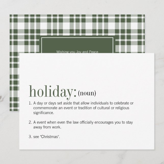 Christmas Holiday Definition Holiday Card (Front/Back)