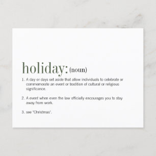 Christmas Holiday Definition Holiday Postcard