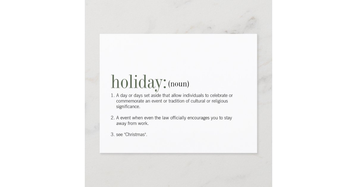 Christmas Holiday Definition Holiday Postcard | Zazzle