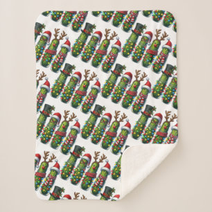Christmas Holiday Dill Pickles Sherpa Blanket