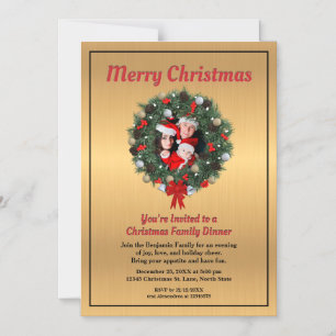 Christmas Holiday Dinner Family Photo Custom Magnetic Invitation