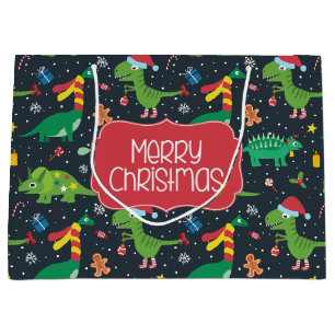 Christmas Holiday Dinosaur Gift Bag
