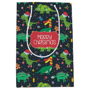 Christmas Holiday Dinosaur Gift Bag